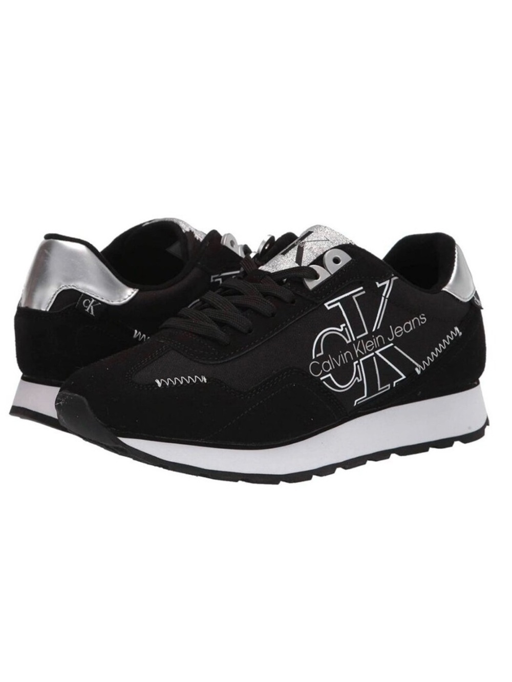 🖤🖤 Calvin Klein EDEN Men's Low-Top Lace-Up Sneakers Black/ Silver